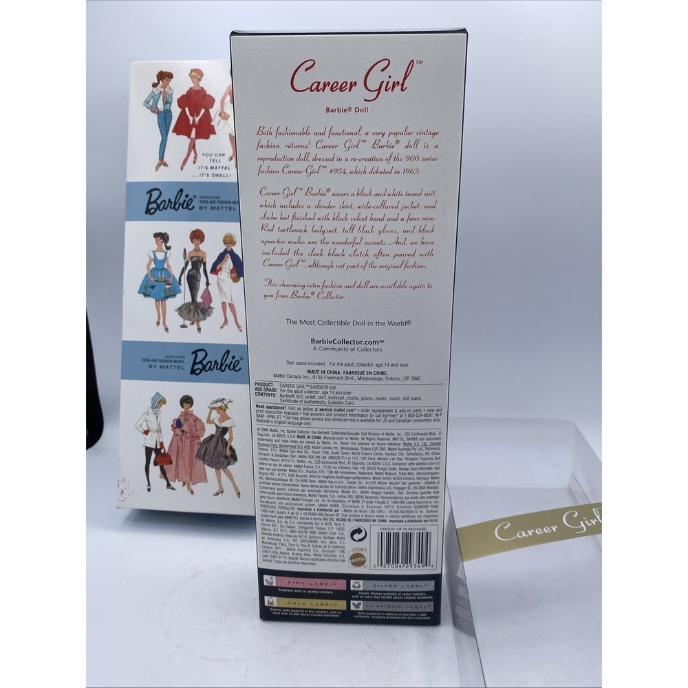 NEW 2006 Career Girl 1963 Barbie Doll Reproduction Gold label Mattel #J0965 - Picture 7 of 16